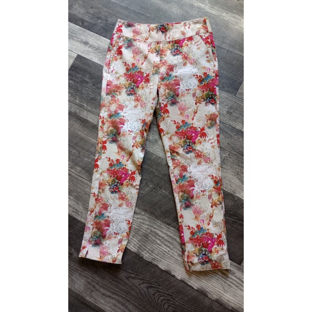 Soft Surroundings Women's M Superia Stretch Watercolor Floral Pants
